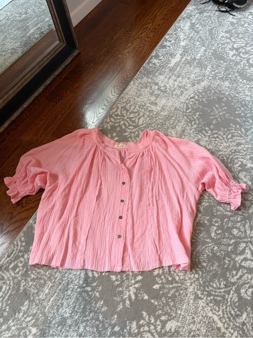 Lavender J Lightweight Pink Button-Front Women's Top